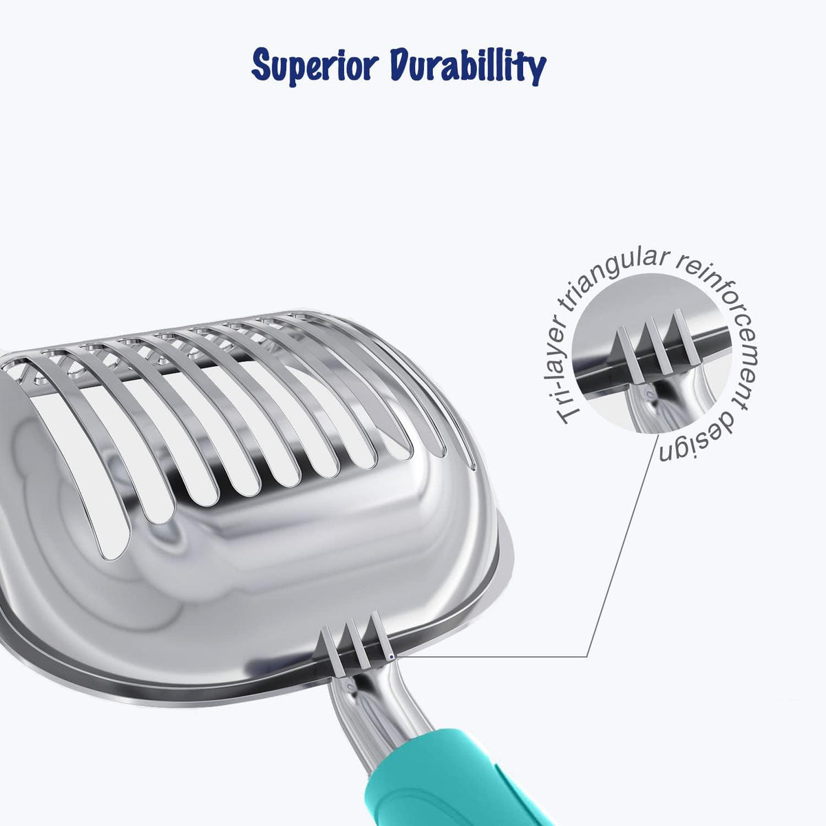 Cat Litter Scoop, Aluminum Alloy Sifter, Kitty Metal Scooper, Deep Shovel, Long Handle, Poop Sifting, Kitten Pooper Lifter, Durable, Heavy Duty, for Litter Box