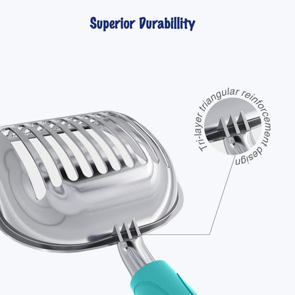 Cat Litter Scoop, Aluminum Alloy Sifter, Kitty Metal Scooper, Deep Shovel, Long Handle, Poop Sifting, Kitten Pooper Lifter, Durable, Heavy Duty, for Litter Box