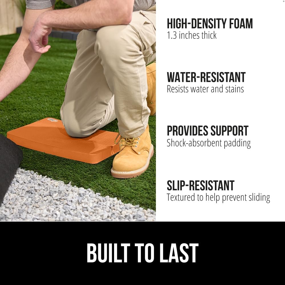 GORILLA GRIP® Extra Thick Patent Pending Supportive Foam Kneeling Pad, Large Cushion Knee Pads for Gardening, Baby Bath Time, Dirt and Water Resistant, Workout and Garden Supplies, 17.5x11, Black