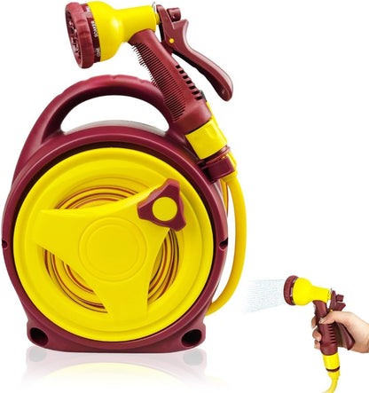 Hose Reels for Outside,45+6.5FT Portable Retractable Hose Reel,Retractable Garden Hose Reel with Spray Nozzle,Portable Hose Reel for Plant Watering Pet Cleaning Yard Cleaning and Car Washing