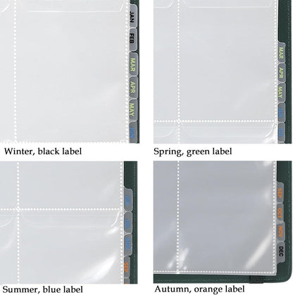 MUQING Seed Storage Organizer Binder, Holds 200 Seed Packets with Flip-Top Lid Sleeves, 50 Pages + 12 Monthly Cards + 4-Season Color-Coded Dividers, Faux Leather Seed Keeper Book for Gardeners (Green)