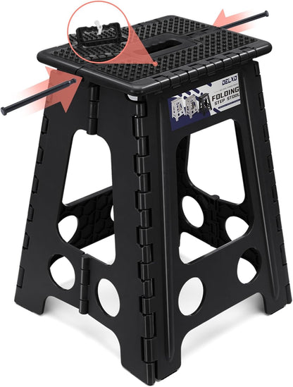 Folding Step Stool 13 Inch,300 Lbs Step Stool for Adults Black