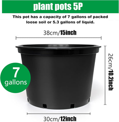 5 Gallon Nursery Pots (10-Pack) + 50ft Garden Hose with Spray Nozzle + 3-in-1 Soil Tester for Moisture/Light/pH | All-in-One Gardening Kit for Indoor/Outdoor Plants, Gardening Gifts for Women