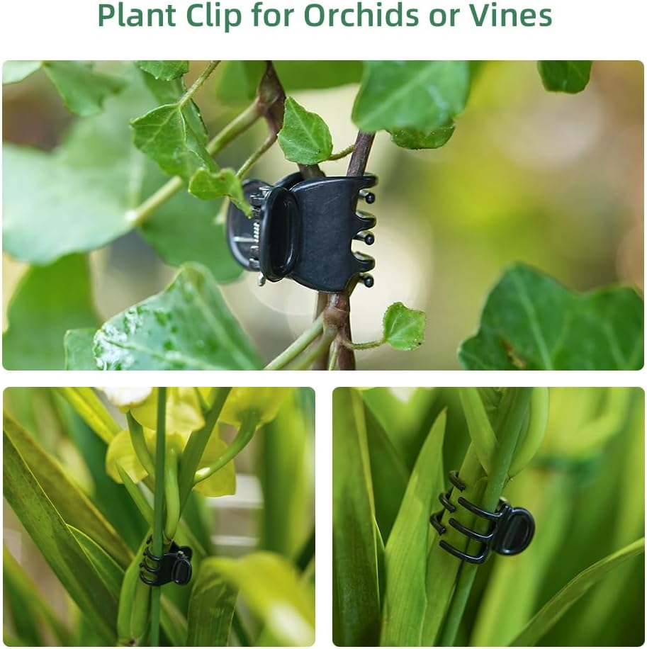 Plant Clips Plant Ties Set, 50 FT Reusable Plant Ties and 100 PCS Support Clips for Securing Climbing Plants Tomato Vibes Orchid Flower Stems, Garden Plant Support Cables for Indoor Outdoor Plants