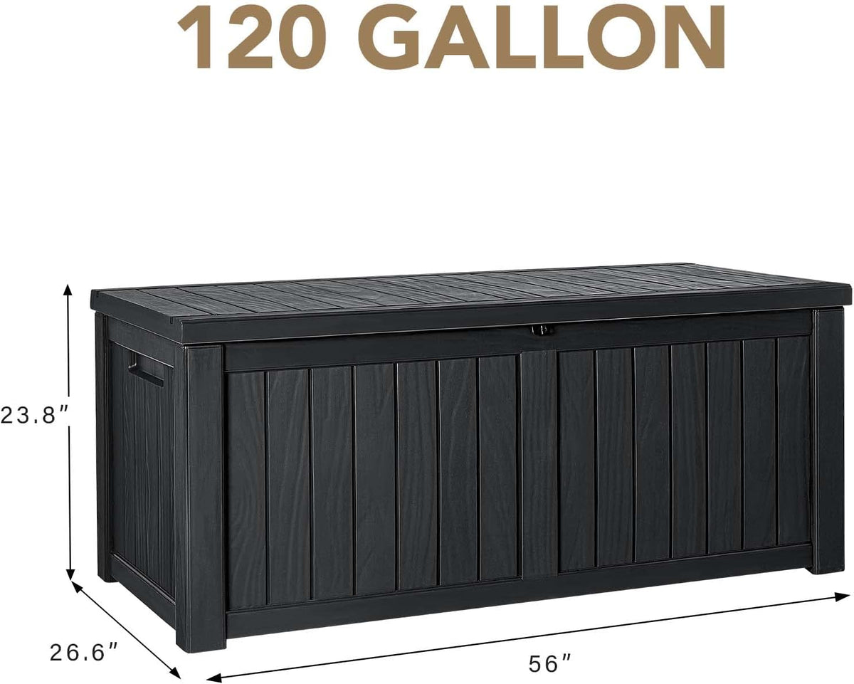 Devoko 100 Gallon Waterproof Large Resin Deck Box Indoor Outdoor Lockable Storage Container for Patio Furniture Cushions Garden Tools (100 Gallon, Black)