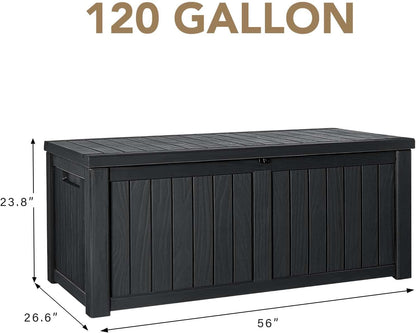 Devoko 100 Gallon Waterproof Large Resin Deck Box Indoor Outdoor Lockable Storage Container for Patio Furniture Cushions Garden Tools (100 Gallon, Black)