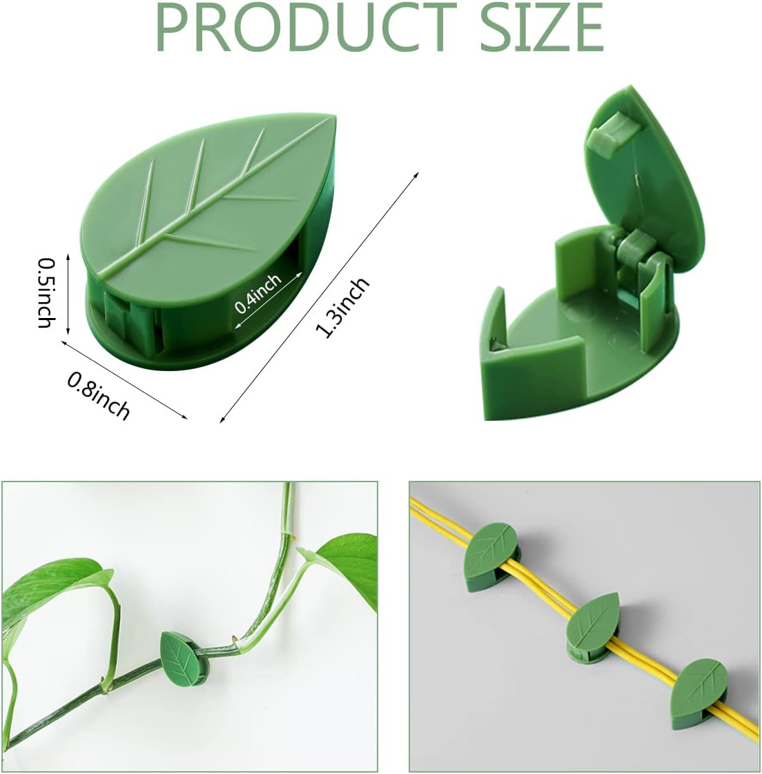 LUCKJUJU 100 Pcs Plant Climbing Wall Fixture Clips Self-Adhesive Hook Vines Traction Clips Invisible Holder Garden Green Leaf Simulation Self-Adhesive Hook Wire Fixing Supporting