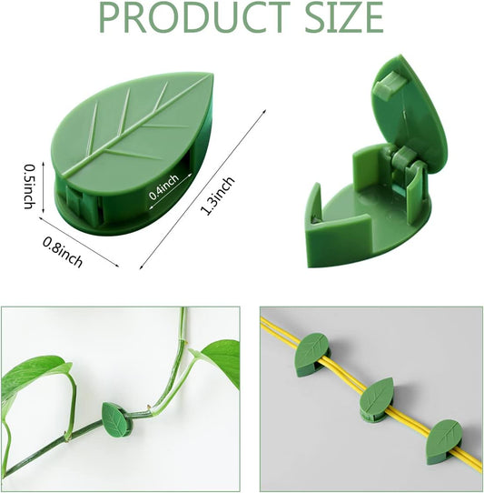 LUCKJUJU 100 Pcs Plant Climbing Wall Fixture Clips Self-Adhesive Hook Vines Traction Clips Invisible Holder Garden Green Leaf Simulation Self-Adhesive Hook Wire Fixing Supporting