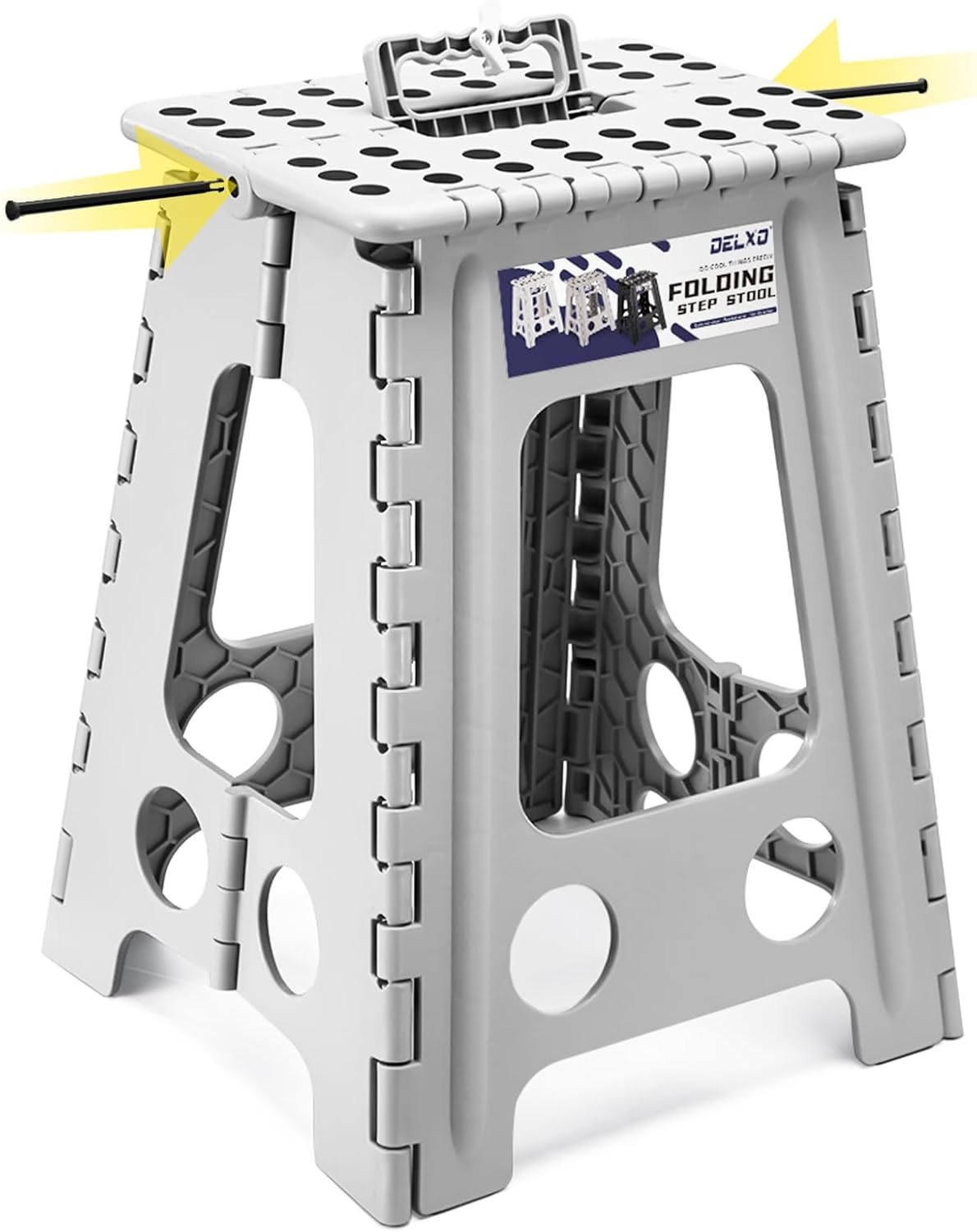 Folding Step Stool 13 Inch,300 Lbs Step Stool for Adults Black