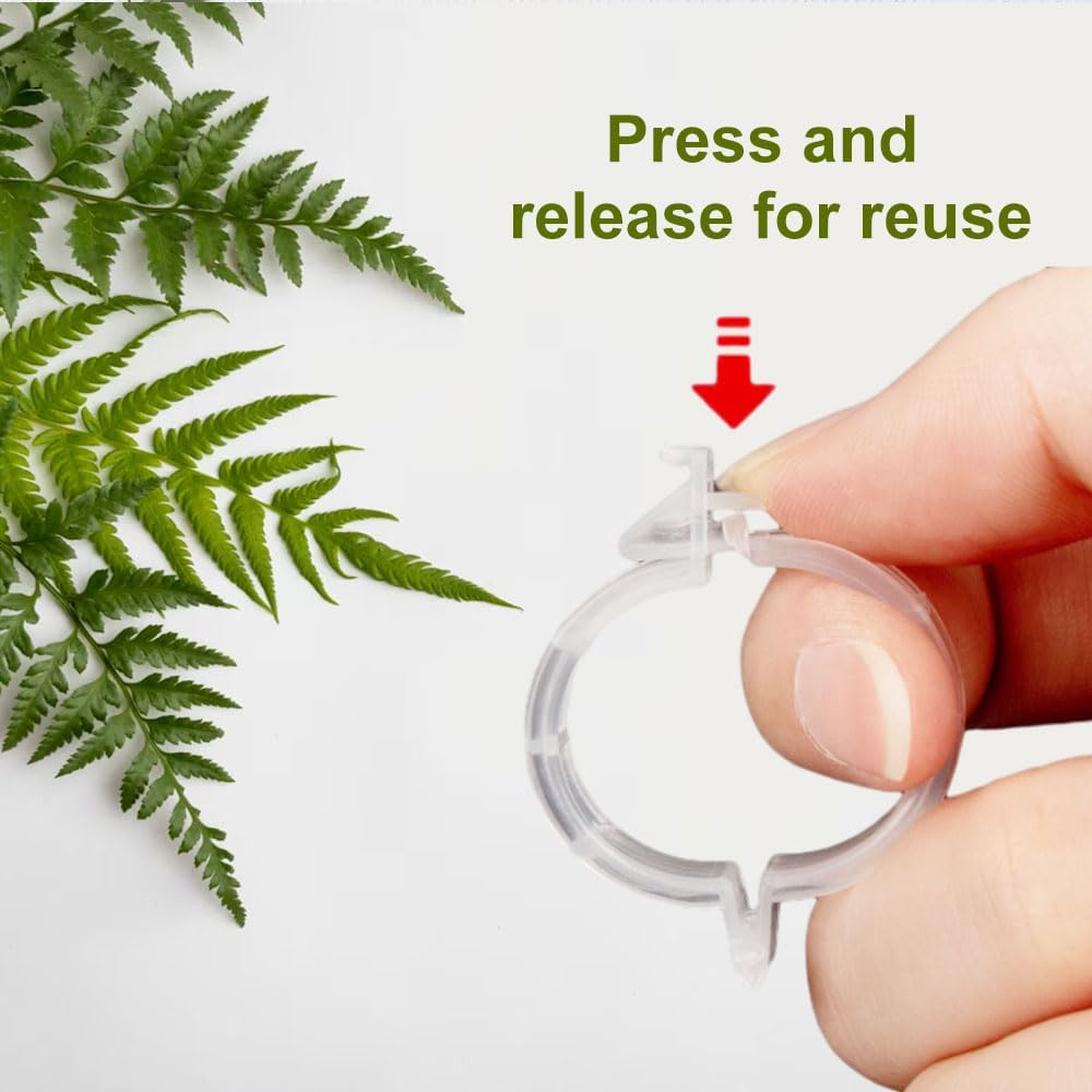 Plant Support Clips Reusable Garden Clips, Secured Plastic Plant Clips, Tomato Support Clips for String Trellis for Climbing Plants Outdoor Indoor Plant Flowers Stem Vine Fixing Clips (50, Green)