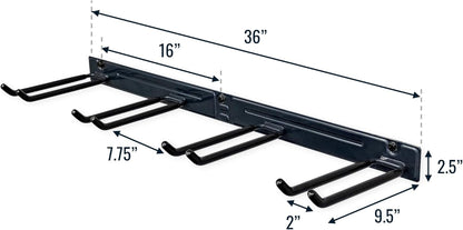 StoreYourBoard 36" Garage Tool Organizer Wall Mount | Garden Tool Organizer System | Heavy Duty Garden Tool Storage Rack for Yard Tools Rakes Shovels 250lbs Garage Organization | 4 PVC Coated Hooks