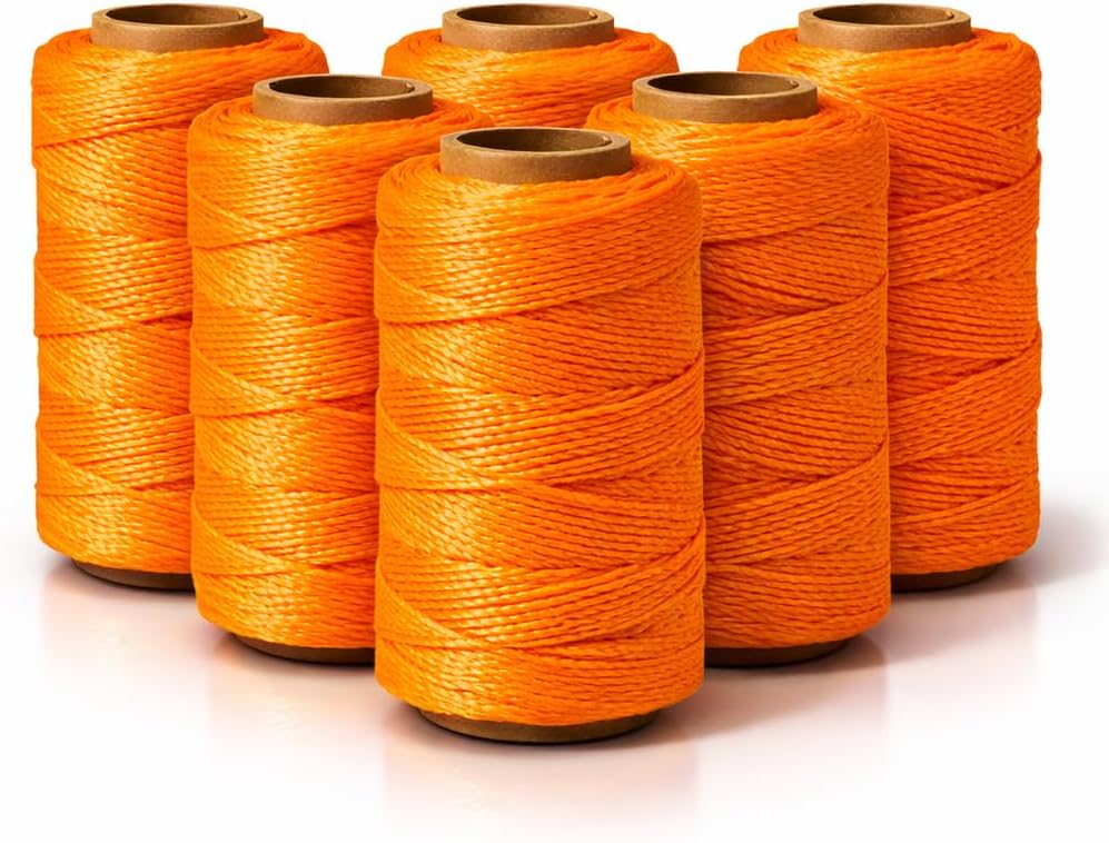 Mason Line String Reel 260FT, 390FT, 780FT, 1500FT, 2300FT, Durable Construction Twine for Laying Bricks, Blocks, Fences in Gardening, DIY & Landscaping Projects (Orange, 262 Ft)