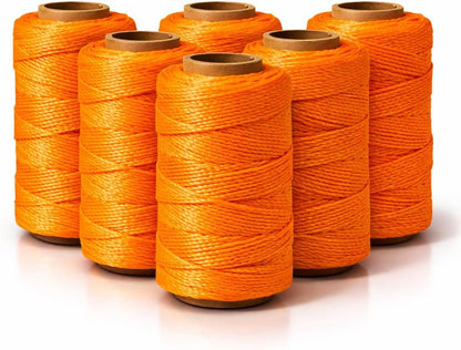 Mason Line String Reel 260FT, 390FT, 780FT, 1500FT, 2300FT, Durable Construction Twine for Laying Bricks, Blocks, Fences in Gardening, DIY & Landscaping Projects (Orange, 262 Ft)