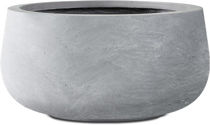 Kante 15.7" Dia Round Concrete Planter, Outdoor Indoor Garden Plant Pots with Drainage Hole and Rubber Plug, Modern Curvaceous Design, Slate Gray