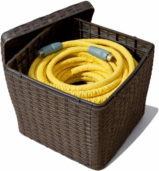 Outdoor Garden Hose Storage Holder, Decorative Lawn Box, Storage for Garden Tools, Dog Toys, Sports Balls and Pool Accessories, 200ft Lightweight Hose Capacity