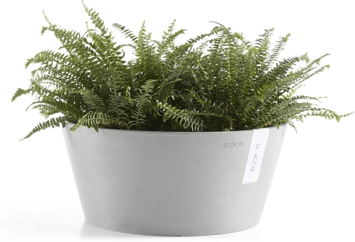 Ecopots Frankfurt Durable Modern Round Indoor/Outdoor Recycled-Based Composite Flower Pot Planter, Terracotta Color, 12"