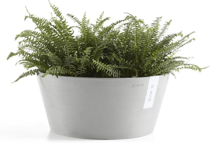 Ecopots Frankfurt Durable Modern Round Indoor/Outdoor Recycled-Based Composite Flower Pot Planter, Terracotta Color, 12"