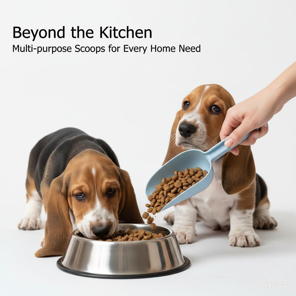 Flour Scoop Set of 3 for Canisters, Ice, Popcorn, Pet Food, Dry Goods, Coffee Beans, Candy - Plastic Scoops 1.7/3.4/5.1 oz