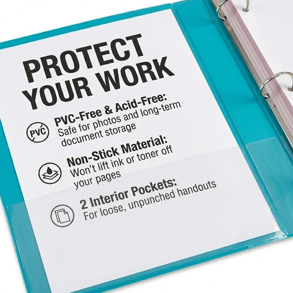 Samsill BioBinder 2 Inch (4-Pack) - Durable Plant-Based 3 Ring View Binder, USDA Certified Biobased, Customizable Nonstick Cover & Spine - 425 Sheet Capacity, Letter Size School Office Organizer