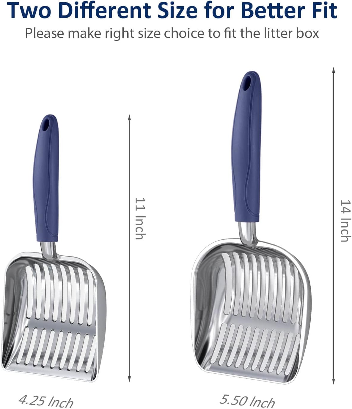 Cat Litter Scoop, Aluminum Alloy Sifter, Kitty Metal Scooper, Deep Shovel, Long Handle, Poop Sifting, Kitten Pooper Lifter, Durable, Heavy Duty, for Litter Box