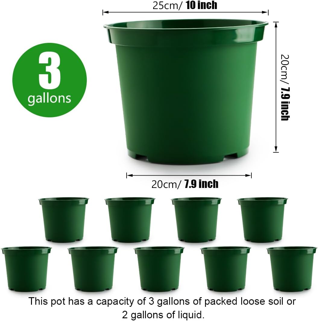 5 Gallon Nursery Pots (10-Pack) + 50ft Garden Hose with Spray Nozzle + 3-in-1 Soil Tester for Moisture/Light/pH | All-in-One Gardening Kit for Indoor/Outdoor Plants, Gardening Gifts for Women