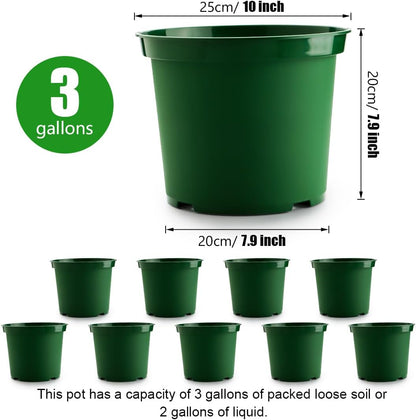 5 Gallon Nursery Pots (10-Pack) + 50ft Garden Hose with Spray Nozzle + 3-in-1 Soil Tester for Moisture/Light/pH | All-in-One Gardening Kit for Indoor/Outdoor Plants, Gardening Gifts for Women