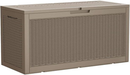 Devoko 100 Gallon Waterproof Large Resin Deck Box Indoor Outdoor Lockable Storage Container for Patio Furniture Cushions Garden Tools (100 Gallon, Black)