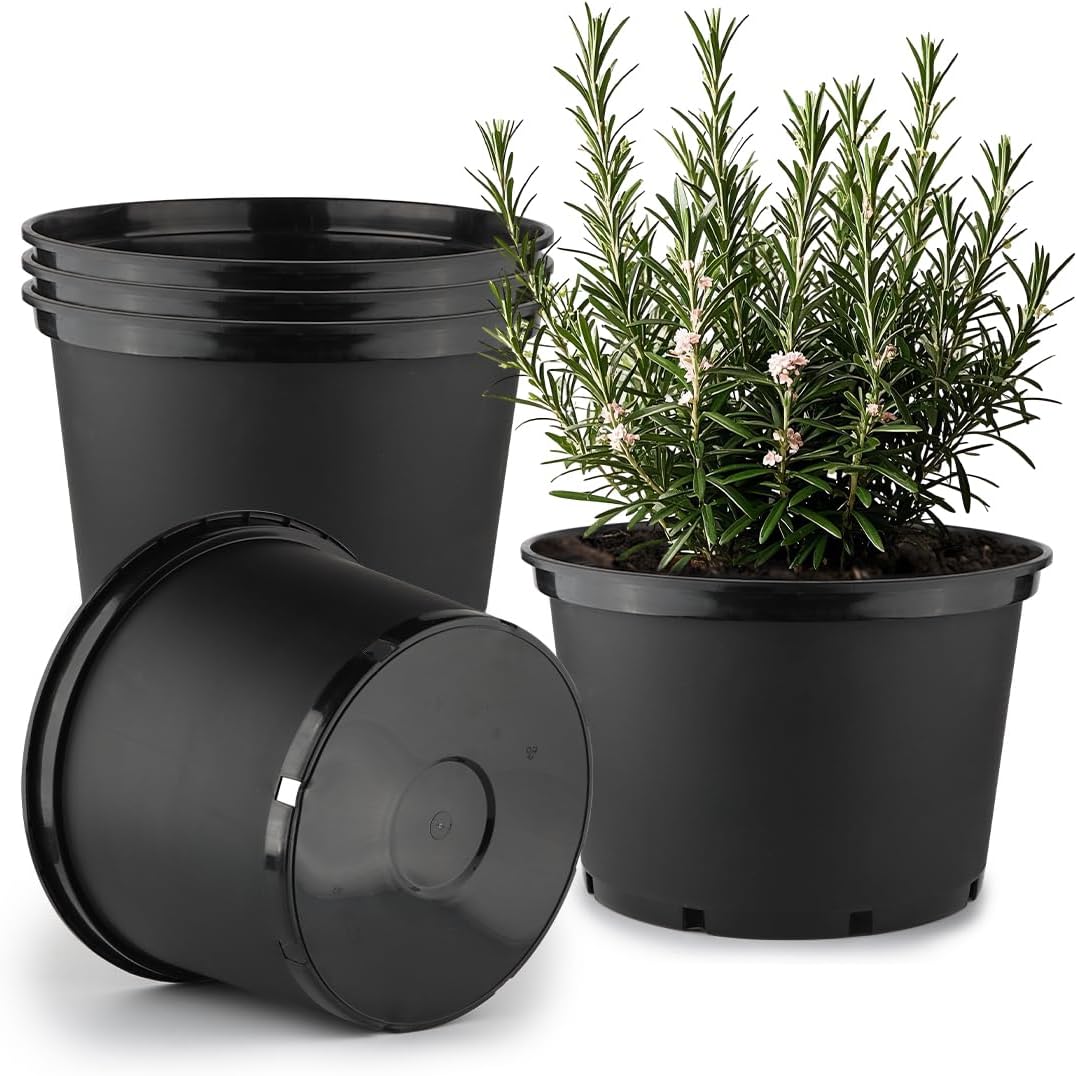 5 Gallon Nursery Pots (10-Pack) + 50ft Garden Hose with Spray Nozzle + 3-in-1 Soil Tester for Moisture/Light/pH | All-in-One Gardening Kit for Indoor/Outdoor Plants, Gardening Gifts for Women
