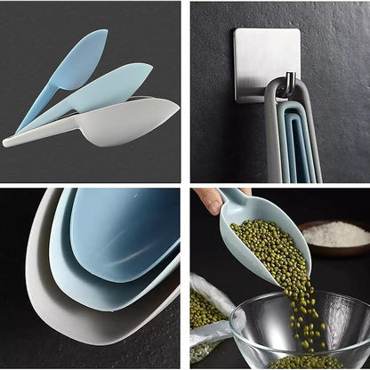 Flour Scoop Set of 3 for Canisters, Ice, Popcorn, Pet Food, Dry Goods, Coffee Beans, Candy - Plastic Scoops 1.7/3.4/5.1 oz