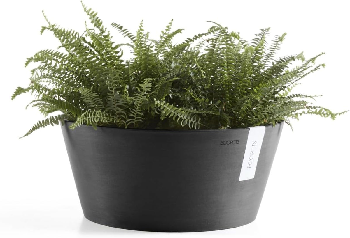 Ecopots Frankfurt Durable Modern Round Indoor/Outdoor Recycled-Based Composite Flower Pot Planter, Terracotta Color, 12"