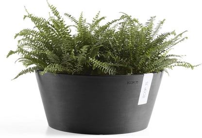 Ecopots Frankfurt Durable Modern Round Indoor/Outdoor Recycled-Based Composite Flower Pot Planter, Terracotta Color, 12"