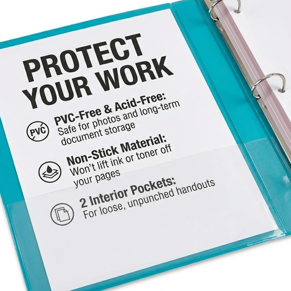 Samsill BioBinder 2 Inch (4-Pack) - Durable Plant-Based 3 Ring View Binder, USDA Certified Biobased, Customizable Nonstick Cover & Spine - 425 Sheet Capacity, Letter Size School Office Organizer