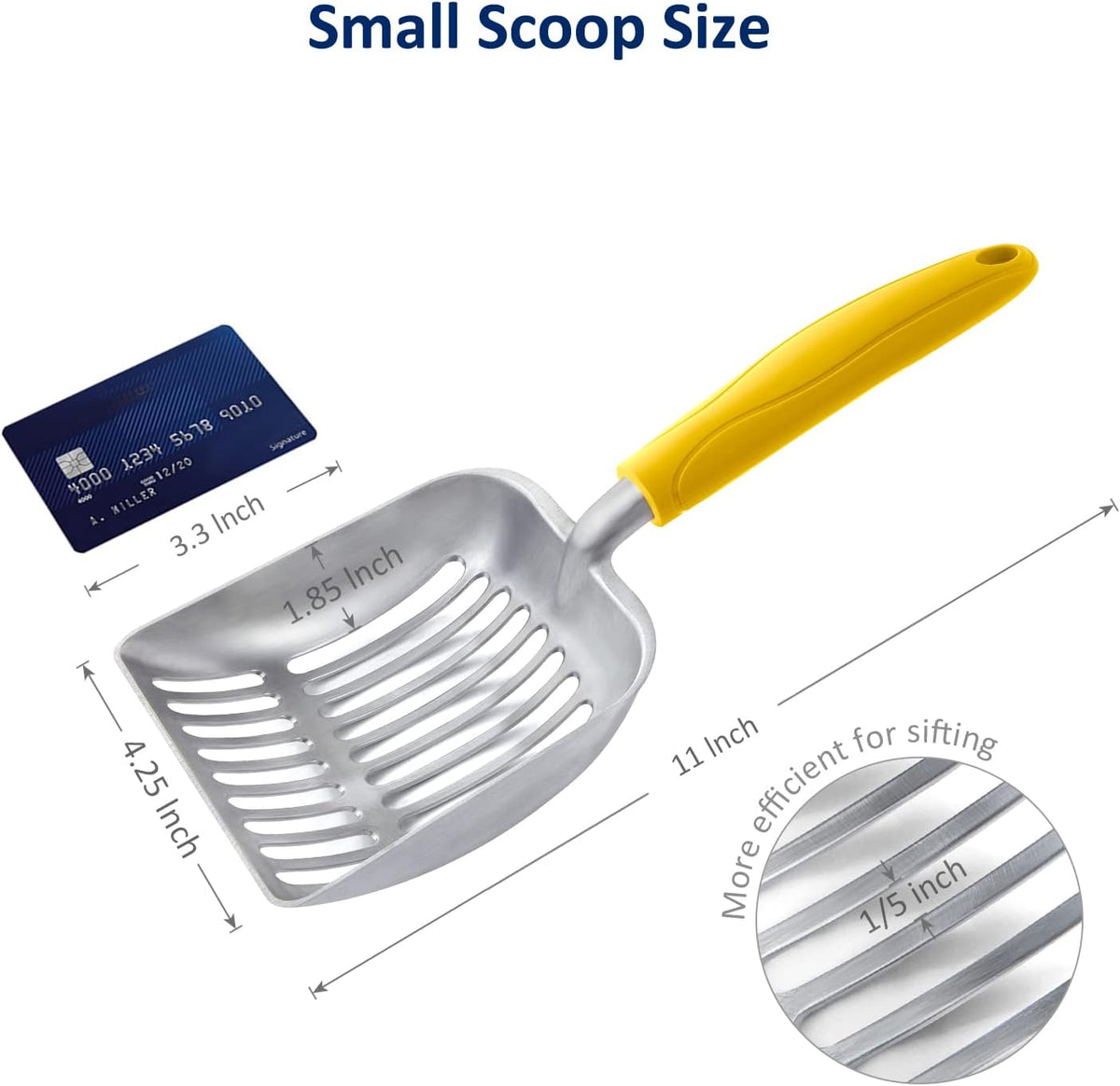 Cat Litter Scoop, Aluminum Alloy Sifter, Kitty Metal Scooper, Deep Shovel, Long Handle, Poop Sifting, Kitten Pooper Lifter, Durable, Heavy Duty, for Litter Box