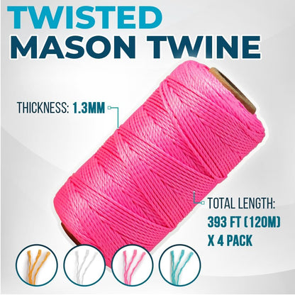 Mason Line String Reel 260FT, 390FT, 780FT, 1500FT, 2300FT, Durable Construction Twine for Laying Bricks, Blocks, Fences in Gardening, DIY & Landscaping Projects (Orange, 262 Ft)