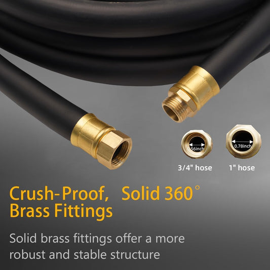 Guitrees Leader Garden Hose 10ft x 5/8", Heavy Duty Short Water Hose, Female to Female Fittings, Five Layered Braiding for Durability, 1000PSI Burst, 300PSI Working (Black) - Colors B