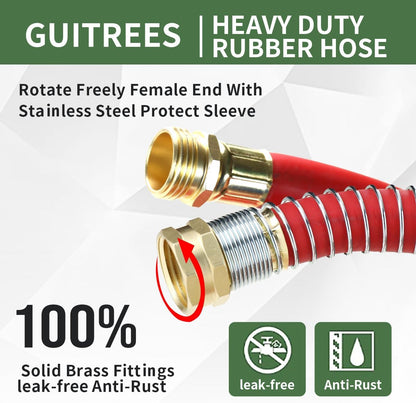 Guitrees Leader Garden Hose 10ft x 5/8", Heavy Duty Short Water Hose, Female to Female Fittings, Five Layered Braiding for Durability, 1000PSI Burst, 300PSI Working (Black) - Colors A