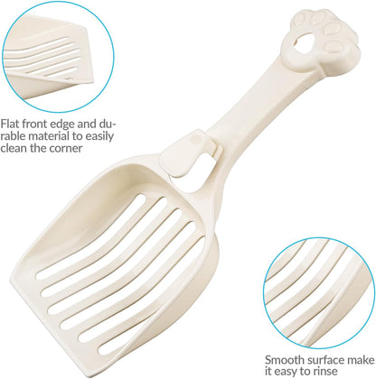 Depets Cat Litter Scoop, Litter Scoop with Wide Slats, Kitty Litter Scooper for Pine Pellets, Durable Plastic Litter Sifter Scoop - Designed for Easy Sifting, Milky White