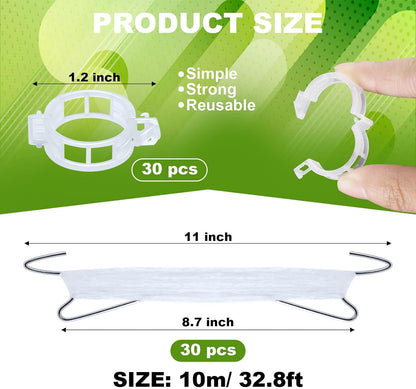 40Pcs Tomato Hooks with String, Holder & Plant Support Clips - 33.3ft Twine to Prevent Tomatoes from Pinching or Falling Off