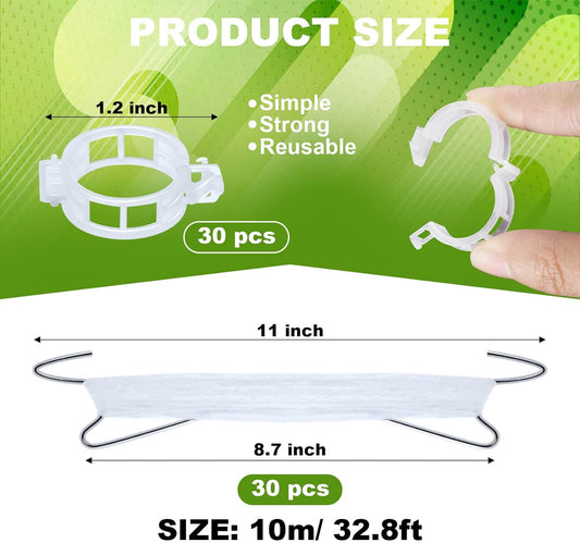 40Pcs Tomato Hooks with String, Holder & Plant Support Clips - 33.3ft Twine to Prevent Tomatoes from Pinching or Falling Off
