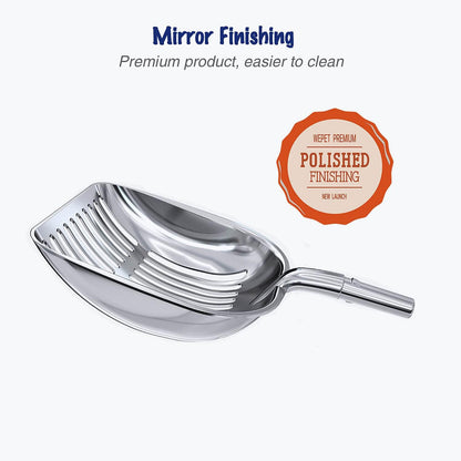 Cat Litter Scoop, Aluminum Alloy Sifter, Kitty Metal Scooper, Deep Shovel, Long Handle, Poop Sifting, Kitten Pooper Lifter, Durable, Heavy Duty, for Litter Box