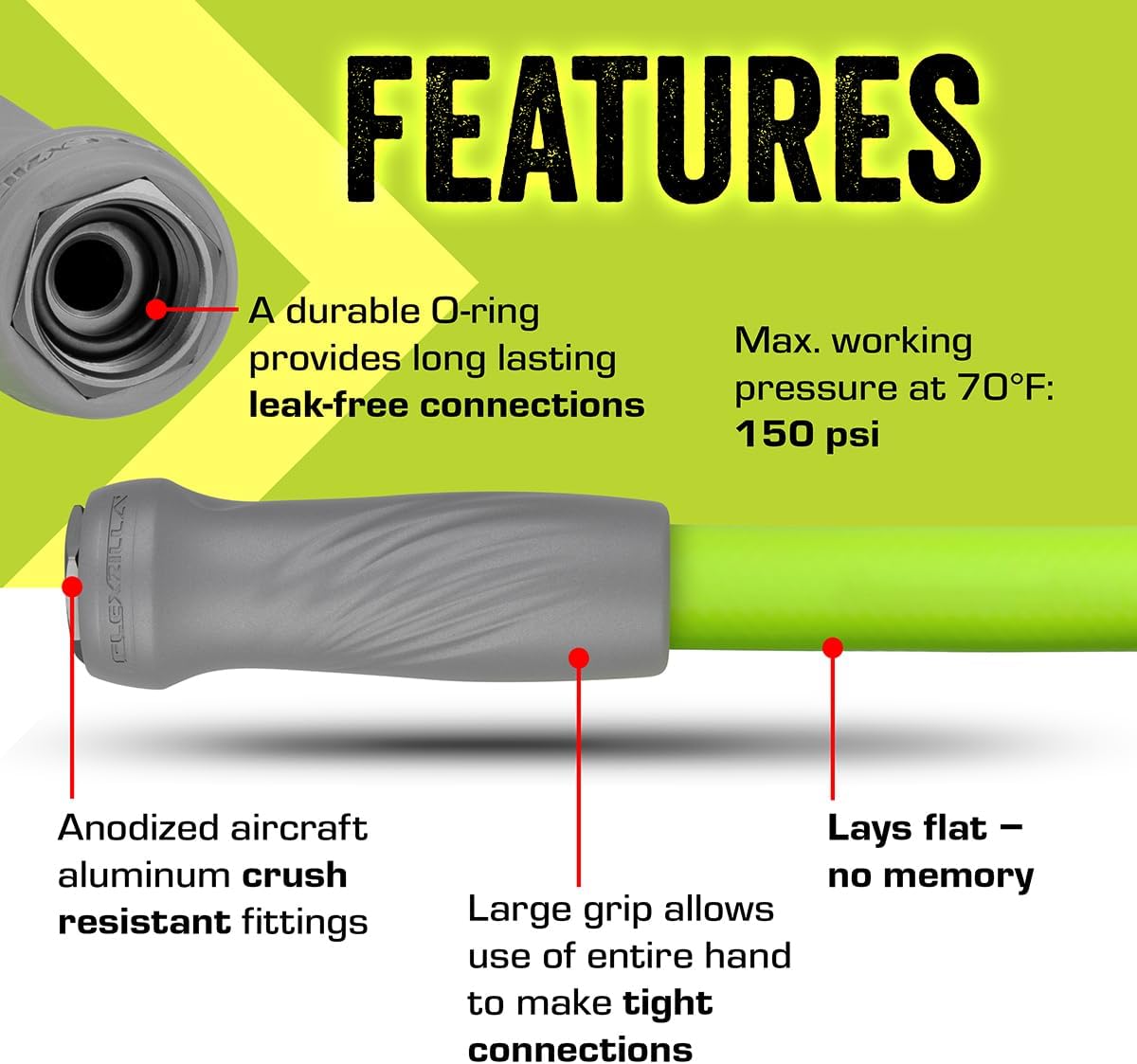 Flexzilla Garden Hose 5/8 in. x 50 ft., Lightweight All-Weather Water Hose, Durable and Flexible, Leak-Free Connections