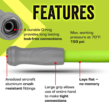 Flexzilla Garden Hose 5/8 in. x 50 ft., Lightweight All-Weather Water Hose, Durable and Flexible, Leak-Free Connections