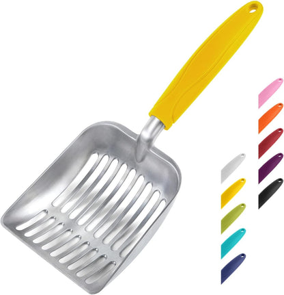 Cat Litter Scoop, Aluminum Alloy Sifter, Kitty Metal Scooper, Deep Shovel, Long Handle, Poop Sifting, Kitten Pooper Lifter, Durable, Heavy Duty, for Litter Box