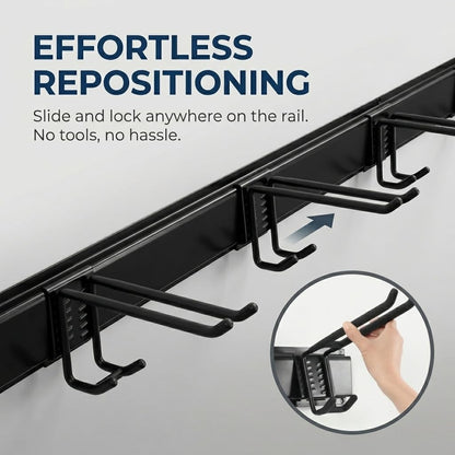 Aking Ace Garage Tool Organizer Wall Mount, 48-Inch Heavy Duty Garden Tool Rack for Shed, Holds 350lbs, Adjustable Storage Hanger for Shovel, Rake, and Power Tools