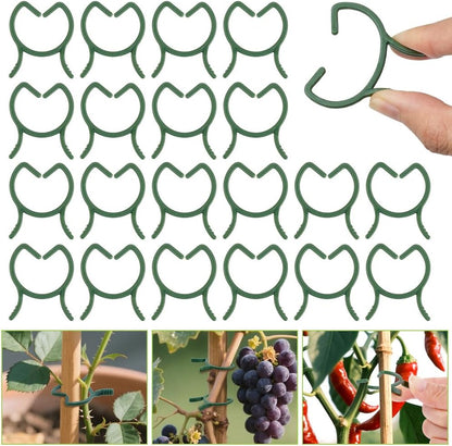 AUAUY 210 Pcs Plant Clips Green Garden Clips Plastic Plant Rings Plant Support Clips for Securing Plant Stem（L）
