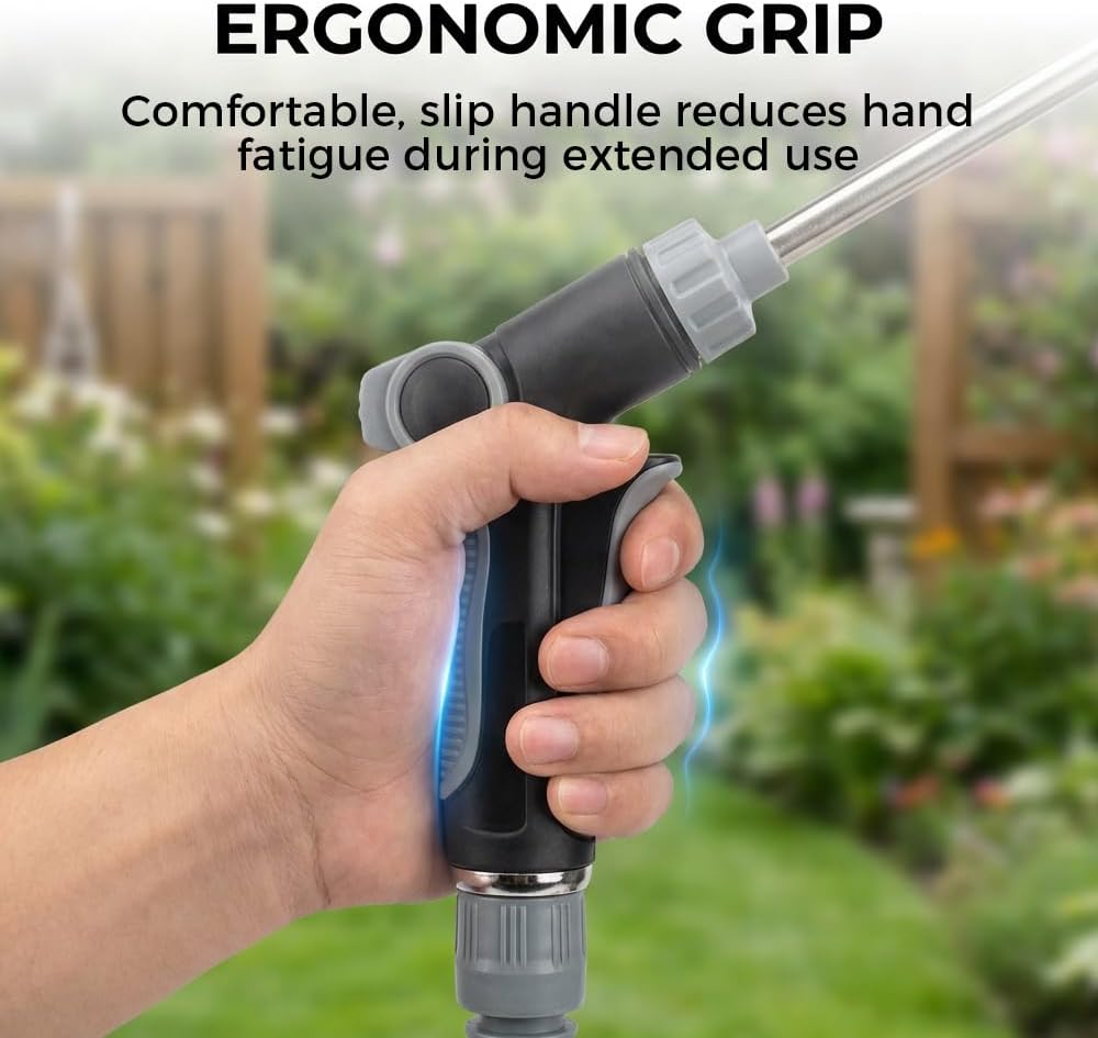 High Pressure Washer, Adjustable High Pressure Hose Nozzle with 360° Rotating, Heavy-Duty Outdoor Cleaning Tool For Garden Hose Car Washing, Garden & Patio (Gray)
