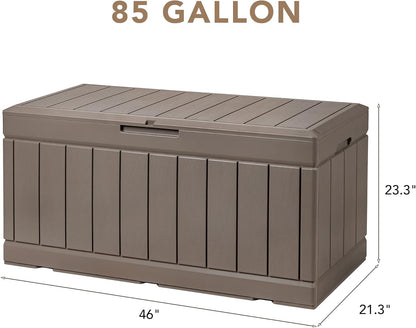 Devoko 100 Gallon Waterproof Large Resin Deck Box Indoor Outdoor Lockable Storage Container for Patio Furniture Cushions Garden Tools (100 Gallon, Black)