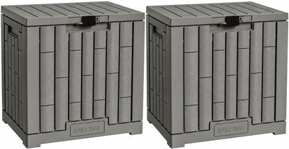 EAST OAK Outdoor Storage Box, 31 Gallon Deck Box Indoor and Outdoor Use, Waterproof Resin Storage Bin for Package Delivery, Patio Cushions, Gardening Tools, Lockable, UV Resistant, Grey