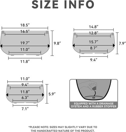 Kante 15.7" Dia Round Concrete Planter, Outdoor Indoor Garden Plant Pots with Drainage Hole and Rubber Plug, Modern Curvaceous Design, Slate Gray