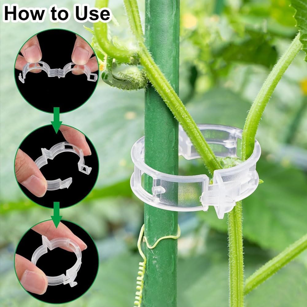100PCS Plastic Plant Clips, 2026 New Reusable PlantSupport Clip, Plastic Trellis Clip PlantSupport Clips for Climbing Plants, Tomato Grape Vine (100pcs)